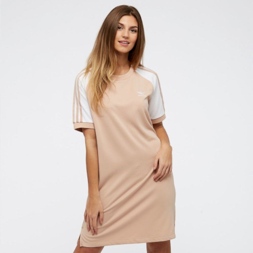 NWT Adidas Originals Raglan T Shirt Dress Ash Pearl Small